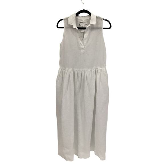 Frank & Eileen Daphne Sleeveless Dress In White Washed Linen Maxi Size XS - Picture 2 of 15